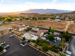 Bird's eye view of a mountainous background