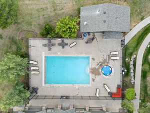 Aerial view of a pool area