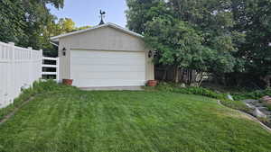 View of detached garage