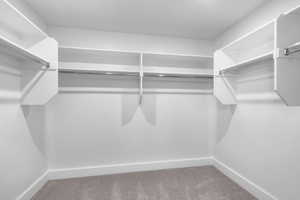 Spacious closet with carpet