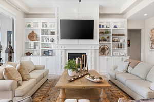 Living room featuring a fireplace