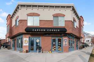 View of building exterior with a mountain view