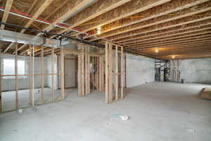 Below grade area featuring water heater