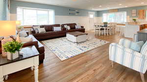 Living room has 2 queen size sleeper sofas.