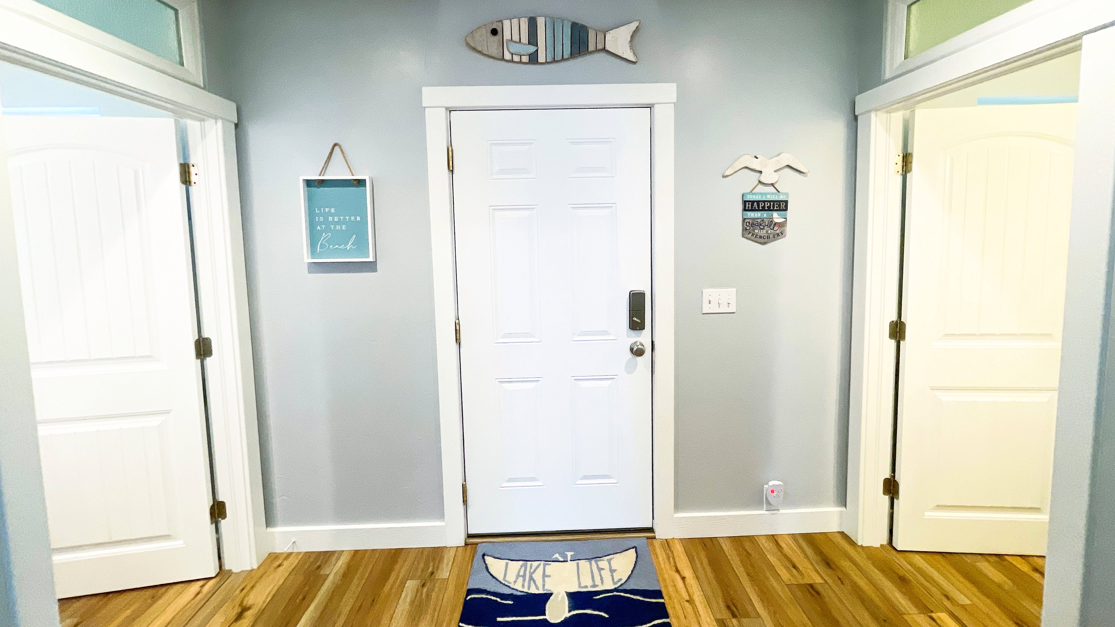 Cottage entryway looking toward the exit from the stairs