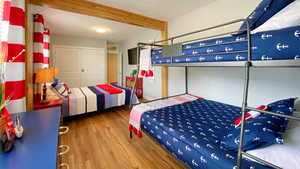 "Anchors Away" bunk bed features a full over queen size bunk