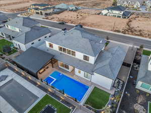 Aerial perspective of suburban area