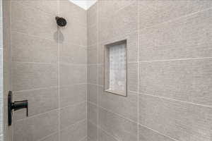Bathroom view of tiled shower