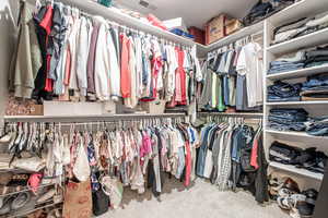 Spacious closet with carpet