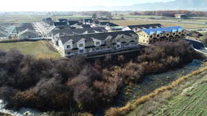 Aerial perspective of suburban area