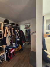 Spacious closet with wood finished floors