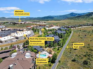 Aerial view of mountains and a pool area and proximity to local interests