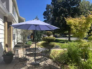 View of patio featuring outdoor dining area