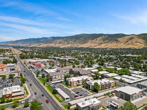 Bird's eye view of a mountain backdrop