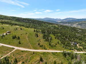 View of mountain background featuring a heavily wooded area