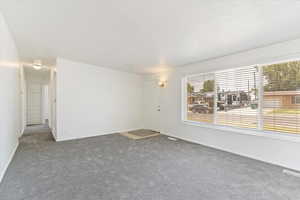 Carpeted empty room with baseboards