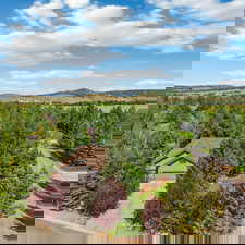 Aerial view of a mountain backdrop