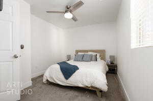 Upstairs bedroom one with queen bed and Purple mattress