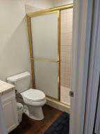 Main level second bathroom with walk-in shower