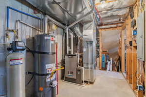 Utilities featuring secured newer water heater, new heating unit, humidifier and electric panel