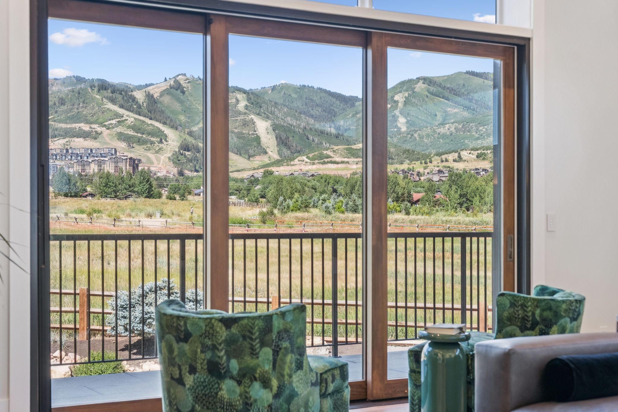 Interior space featuring a mountain view