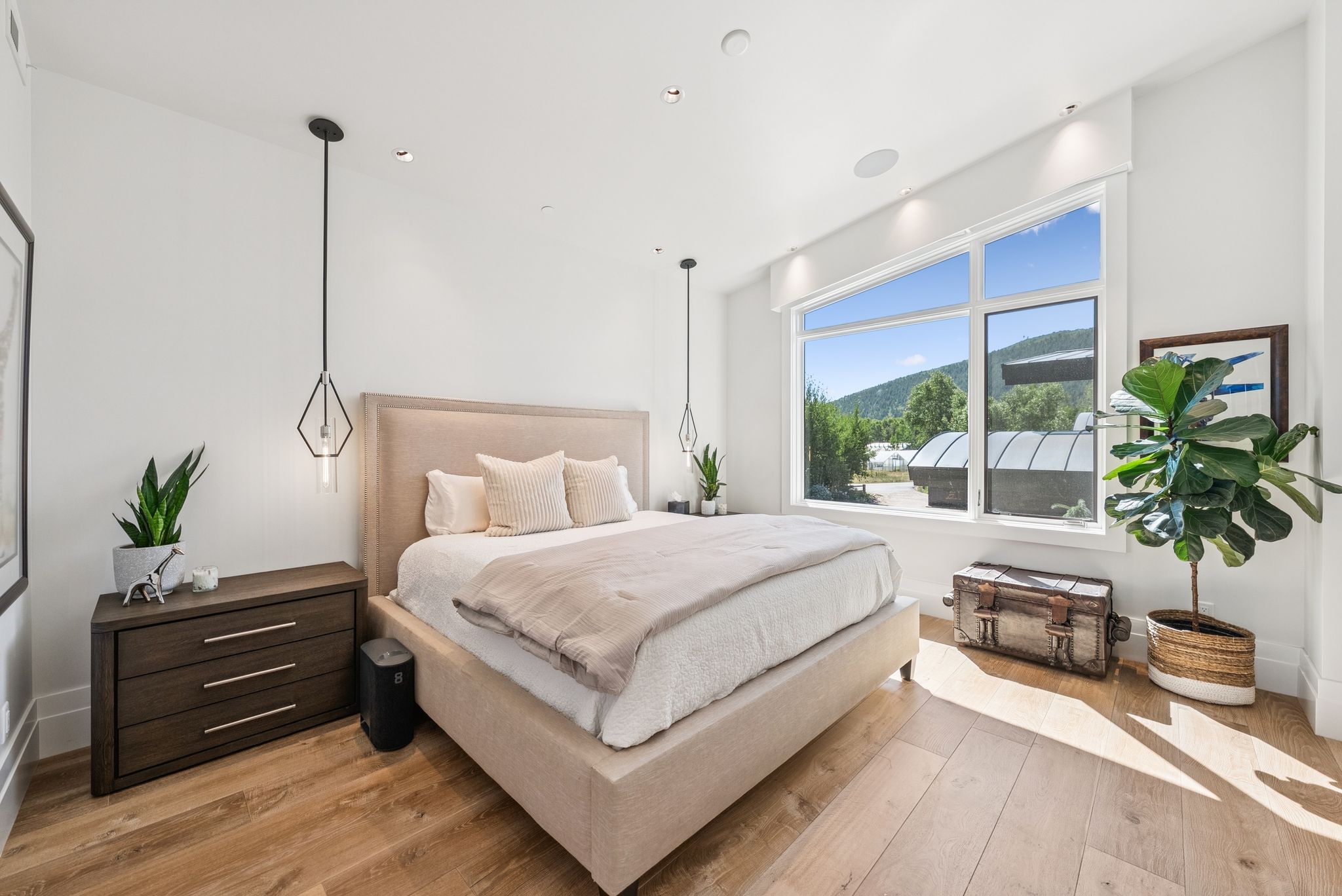 Bedroom with light wood-style flooring