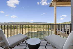 Balcony with a mountain view