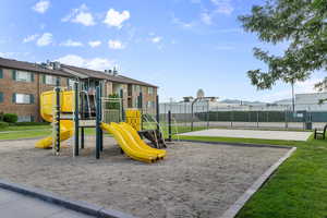 Community play area with community basketball court