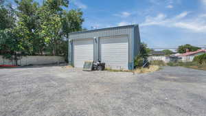 View of detached garage