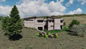 View of side of home featuring stone siding