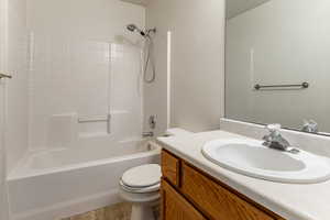 Full bathroom with vanity and shower / tub combination