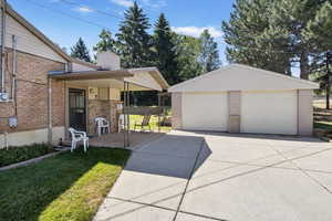 View of detached garage