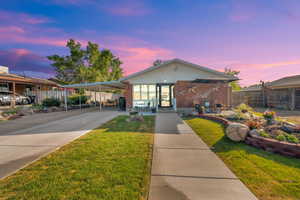 Ranch-style house with an attached carport, concrete driveway, and brick siding
