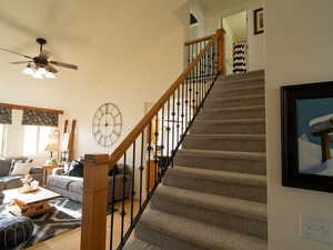 Stairs with ceiling fan