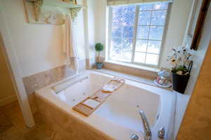 Full bathroom featuring a whirlpool tub