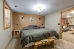 Bedroom with carpet flooring