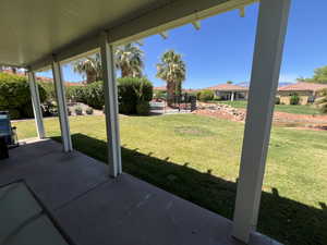 View of yard with a patio