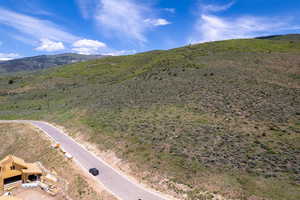 Bird's eye view of a mountain backdrop