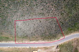 Aerial view of property's location with property parcel outlined