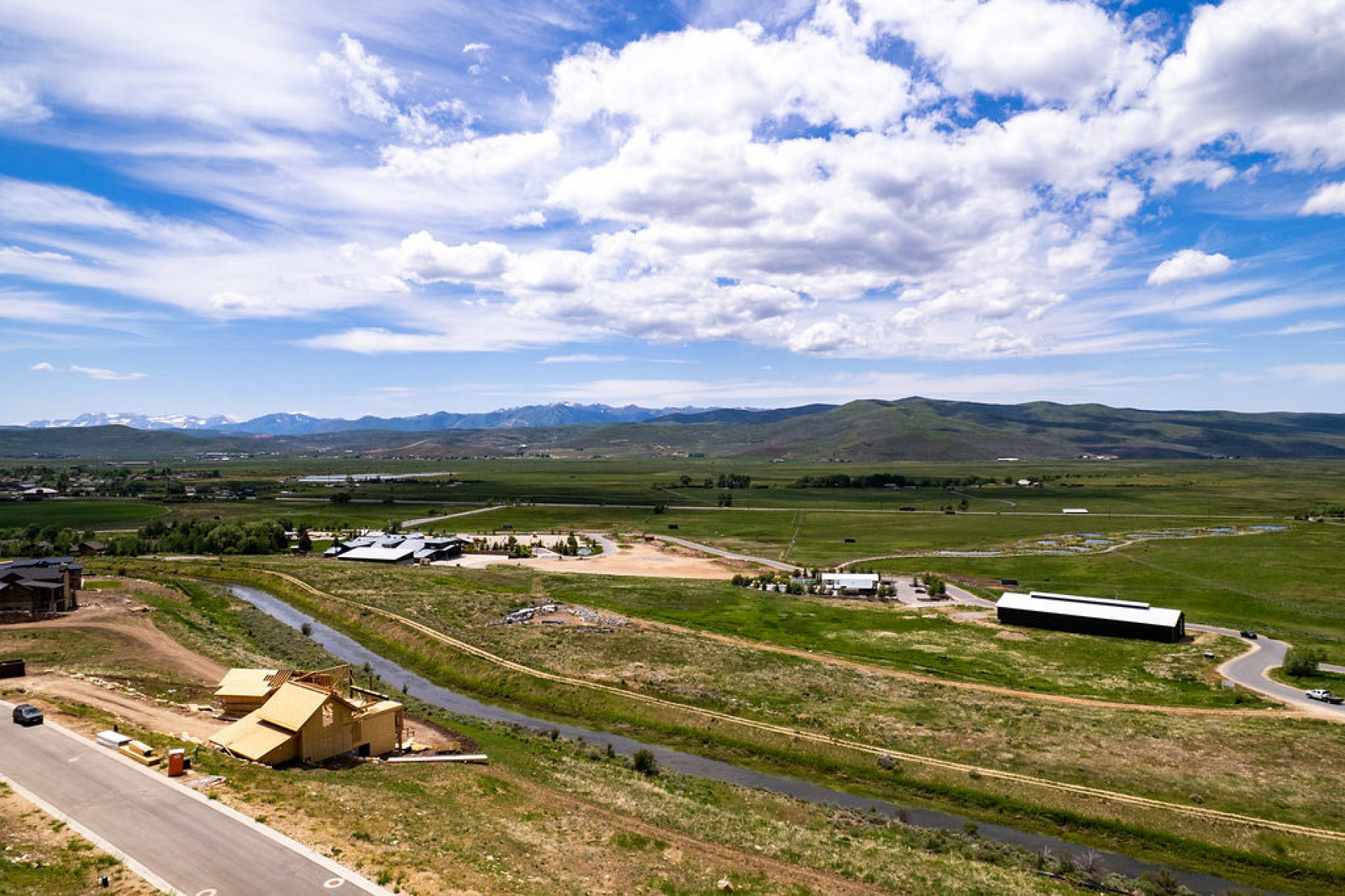 View of mountain background with rural landscape