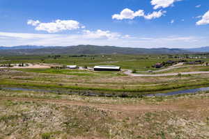 View of mountain background with rural landscape