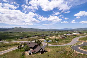 Aerial view of a mountainous background