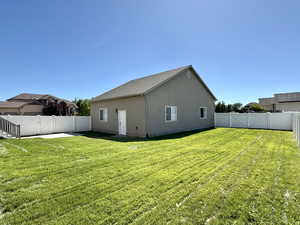 Back of property featuring a fenced backyard and stucco siding
