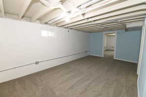 Below grade area with carpet floors