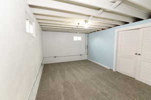 Below grade area with carpet