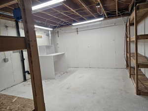 View of unfinished basement