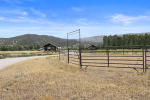 View of mountain background with rural landscape
