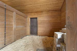 Bathroom with wooden ceiling and wooden walls