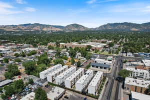 Bird's eye view of a mountain backdrop