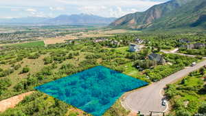 Drone / aerial view of a mountainous background